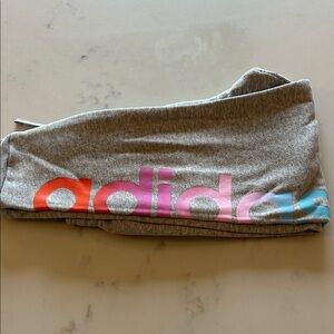 Adidas Heather Gray Joggers with Colorful Logo